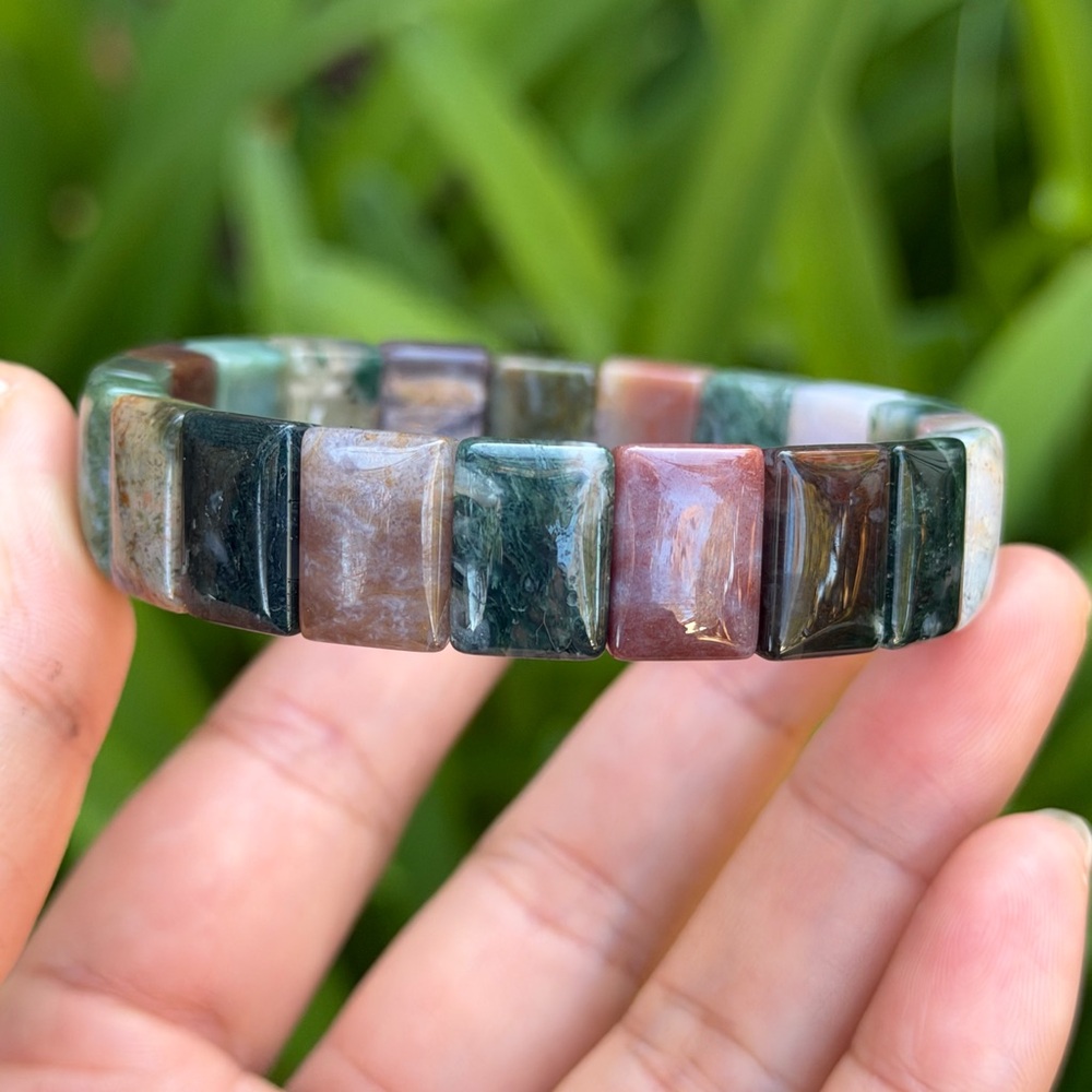 Stretchable Multicolor Moss Agate Soft Bangle 0789 - image 3